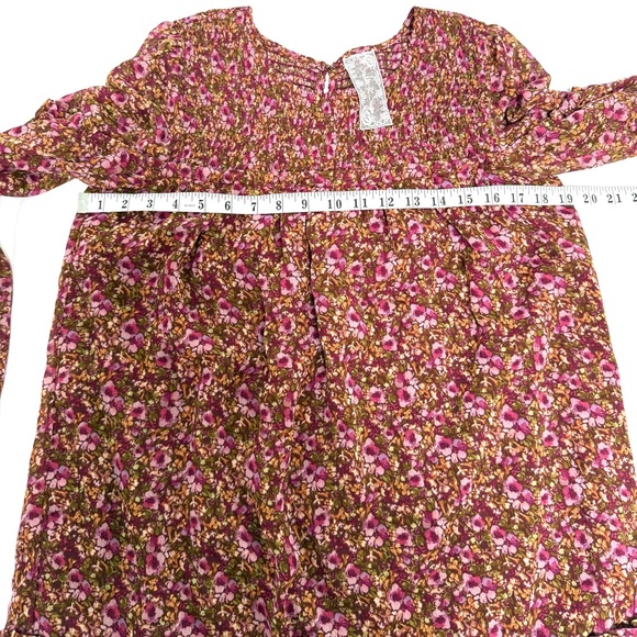 Sadie & Sage "Dear Rosaline" Floral Mini Shift Dress Long-Sleeve Ruffle Dress - Picture 6 of 8